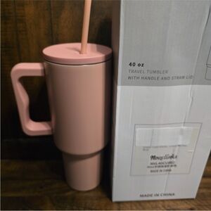 NWT 40oz Tan Travel Tumbler with Handle and Straw